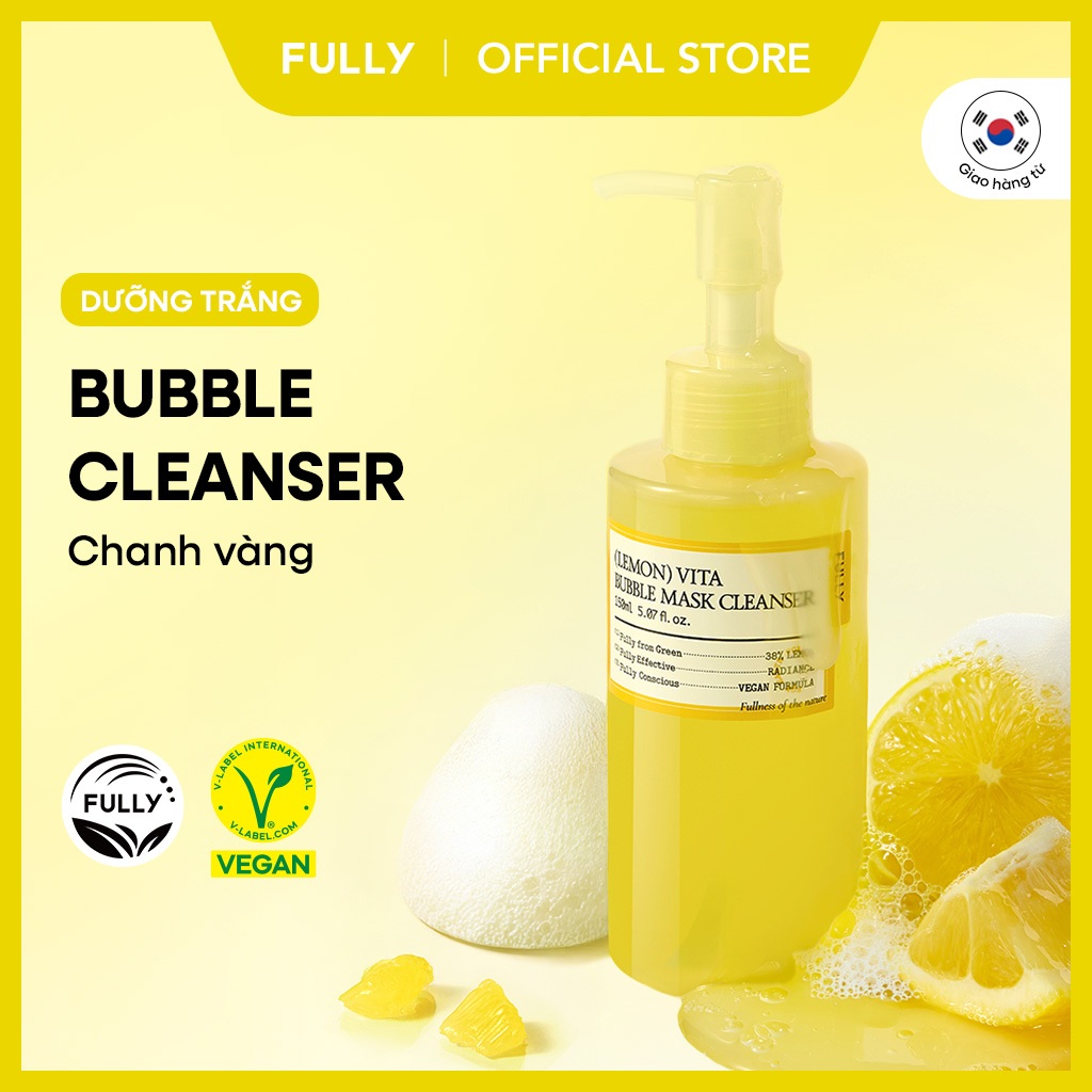 [FULLY chính hãng] Sữa rửa mặt kiêm mặt nạ rửa mặt chanh vàng Vita Bubble 150ml | Làm đều màu da | Cải thiện tông màu & độ sáng | Bọt nổ lách tách | Bọt siêu nhỏ phong phú | Hấp thụ và làm sạch sâu