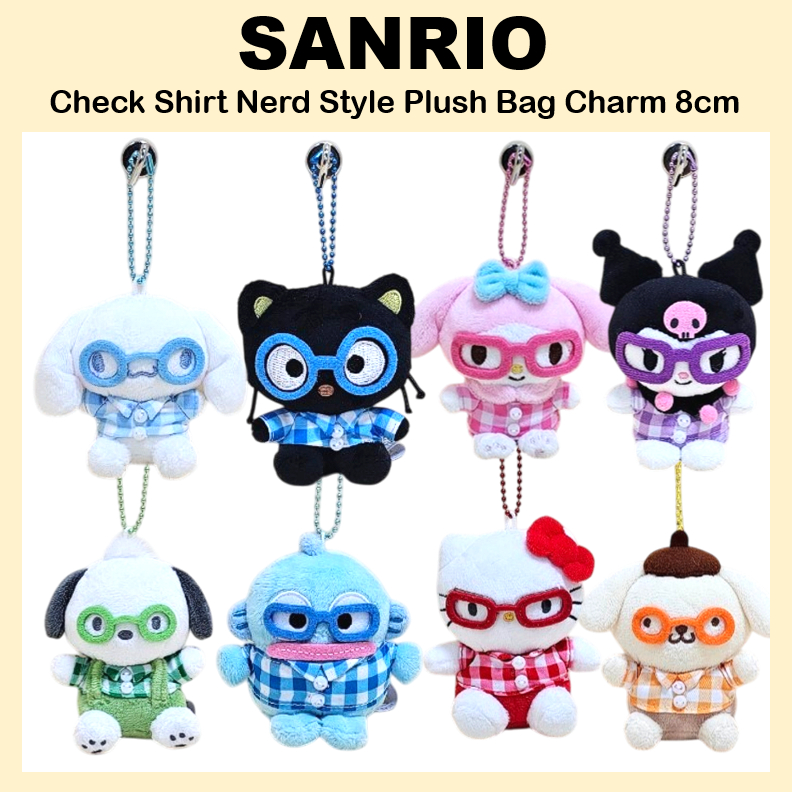 [SANRIO] Check Shirt Glasses Nerd Style Túi sang trọng Charm 8cm (RIIZE _ Wonbin chococat)