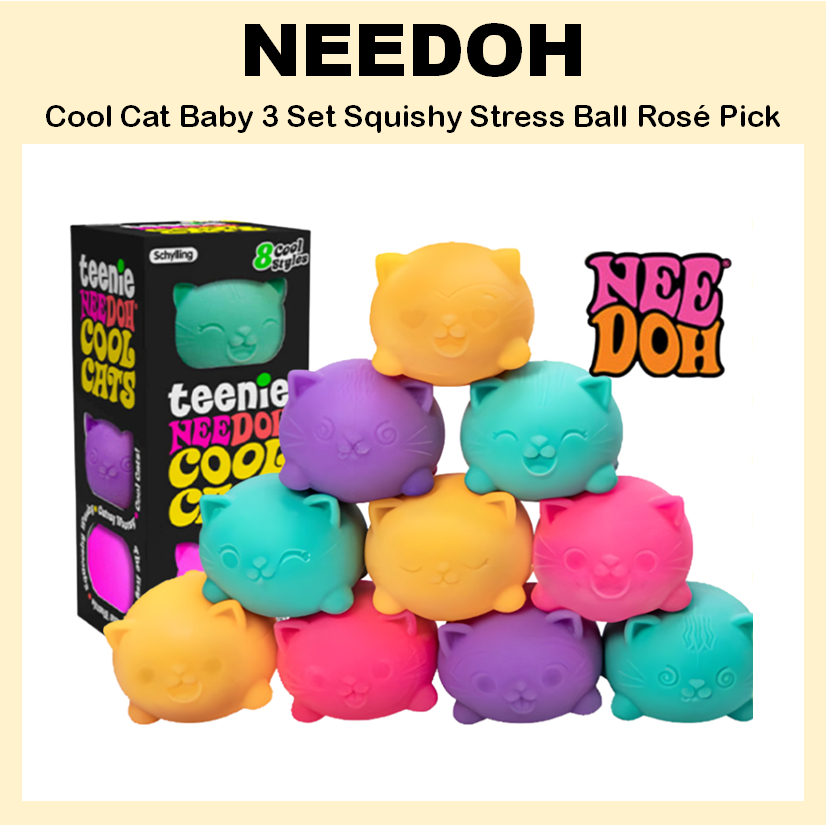 [NeeDoh] Cool Cat Baby 3 Set Squishy Stress Ball Slime Toy Rosé Pick Màu Sắc Ngẫu Nhiên