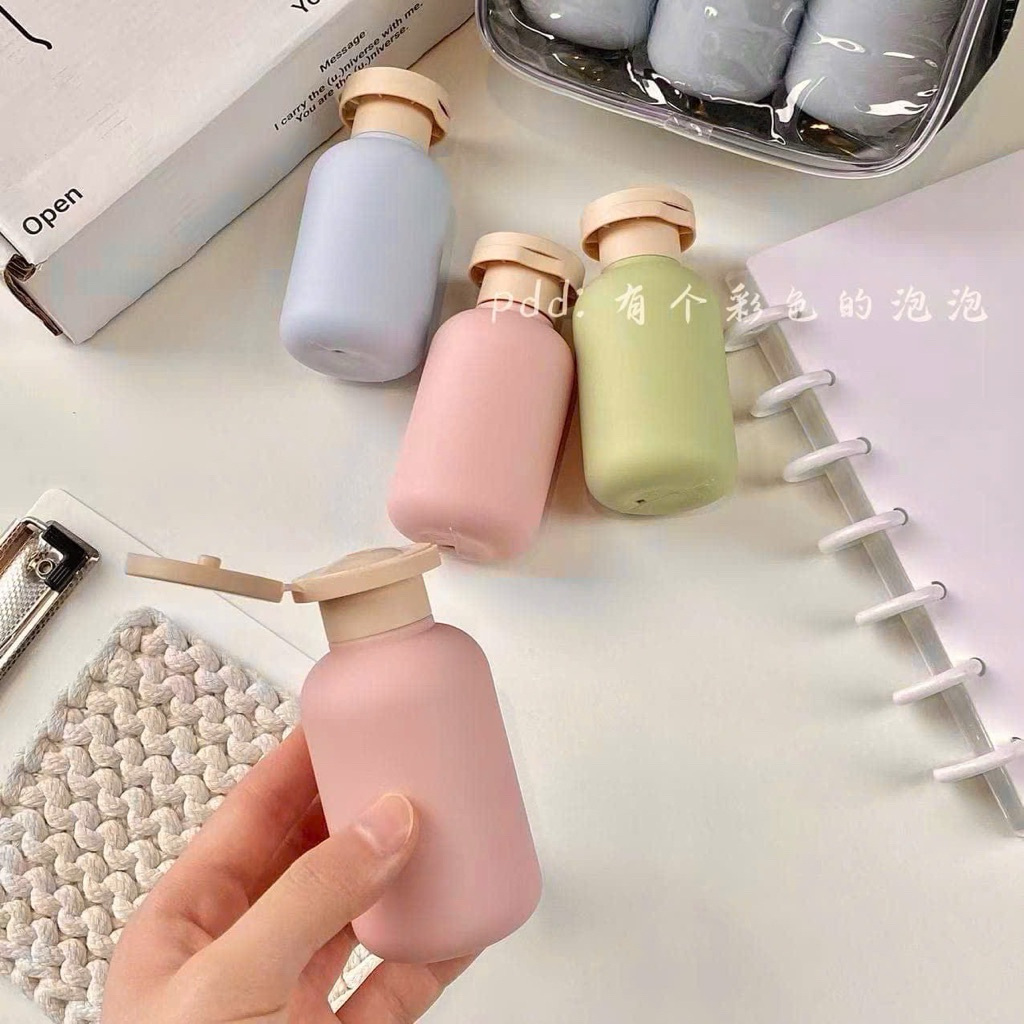 sét 3 lọ chiết mỹ phẩm du lịch kèm túi zip – lọ đựng dầu gội, sữa tắm, kem dưỡng tiện lợi