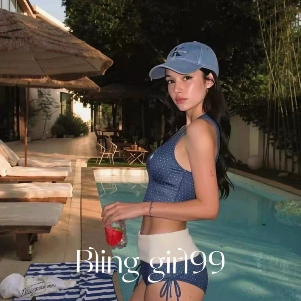 𝑀𝐸𝐼𝑄𝑈𝐼𝑌𝐼 🥝Bộ Bikini qc đi biển cổ V chấm bi kín đáo cho mùa hè