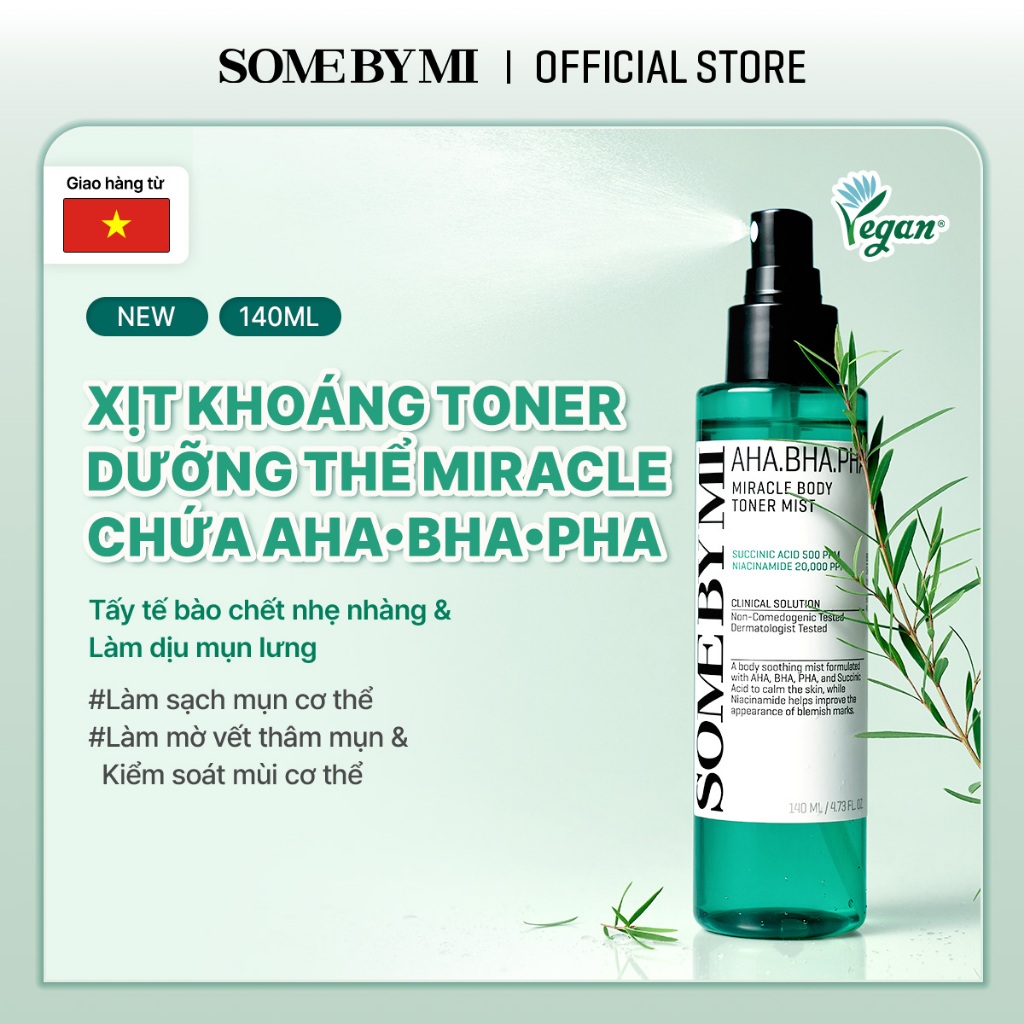 XỊT KHOÁNG TONER DƯỠNG THỂ MIRACLE AHA BHA PHA MIRACE BODY TONER MIST [140ml]