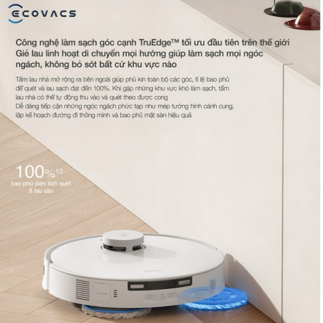 Robot hút bụi lau nhà Ecovacs Deebot T30e Pro Omni 11.000Pa - Pin 5200mAh