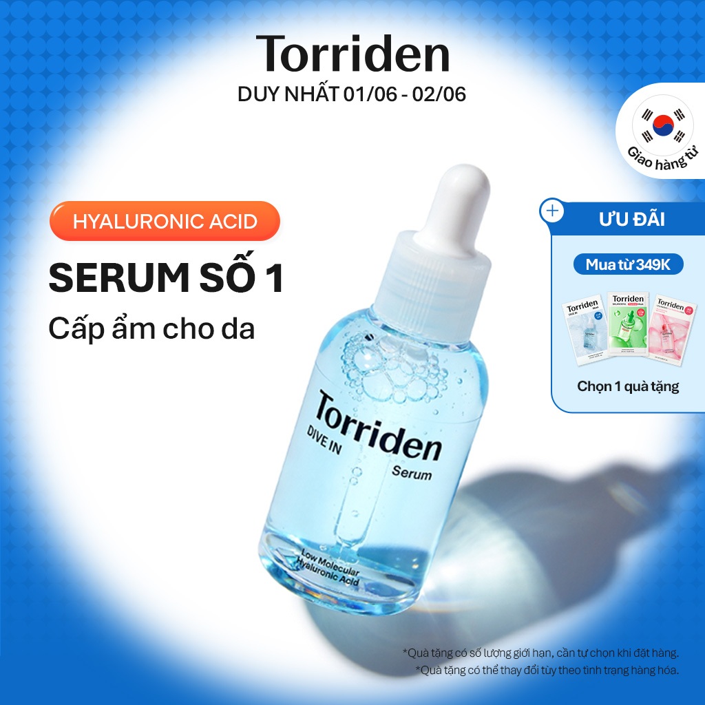 [Torriden Chính hãng] Serum DIVE IN chứa Hyaluronic Acid, 50ml, 50ml+50ml, Serum