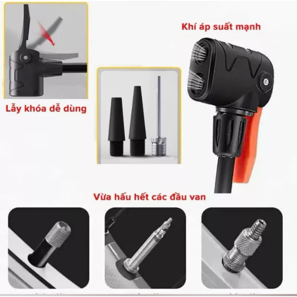 "Bơm Xe Đạp Thép Không Gỉ Cao Cấp - Đồng Hồ Đo Áp, Bơm Xe Máy, Ô Tô, Áp Suất Mạnh, Bền Bỉ"