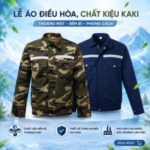 Lẻ áo điều hoà Kaki ( không kèm phụ kiện ) 2 màu xanh than và rằn ri