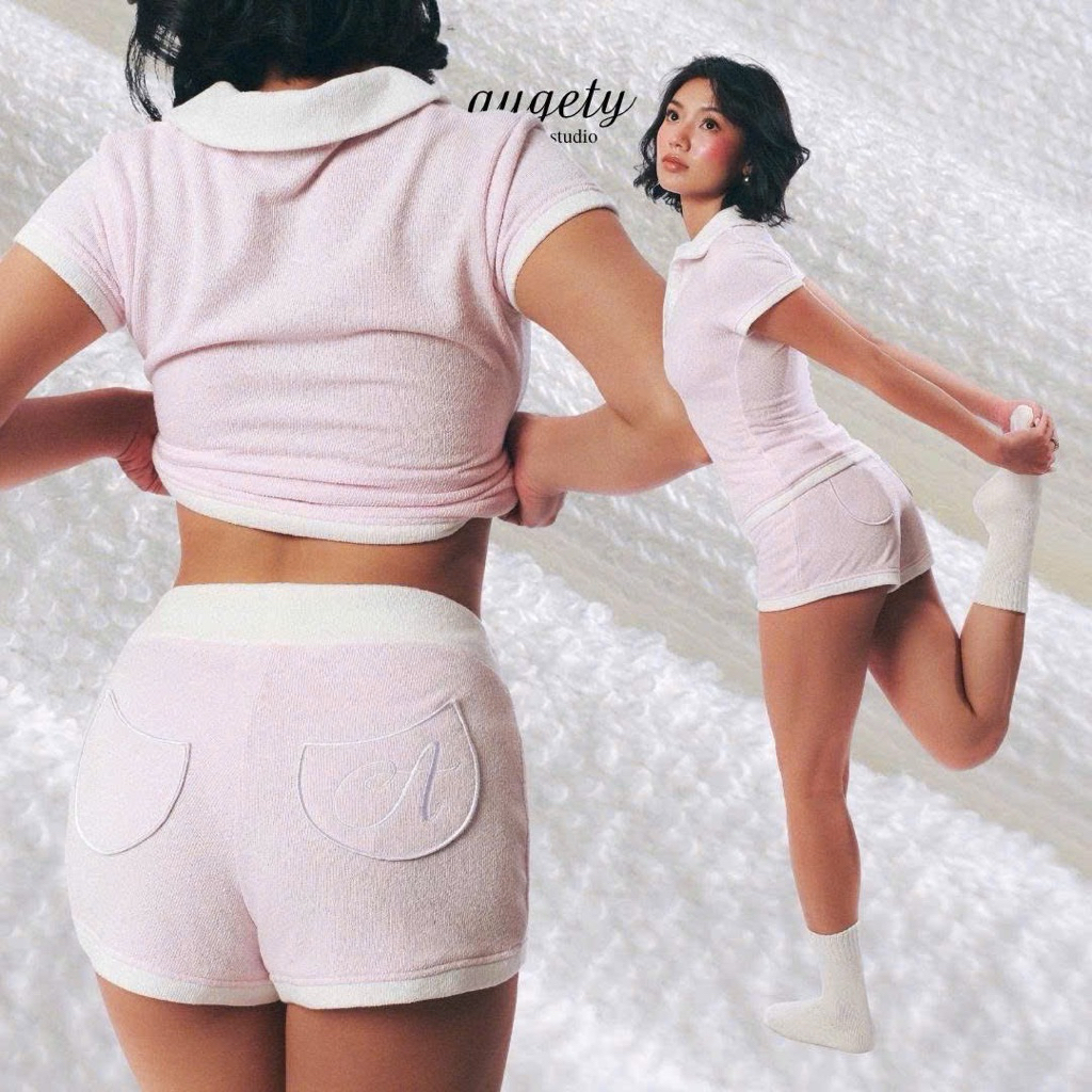 [MUA KÈM ÁO GIẢM 30K] Quần Short Lưng Thun Co Giãn Phối Viền Túi Thêu Logo Vải Terry Pile Augety Studio, BLAIRE SHORT