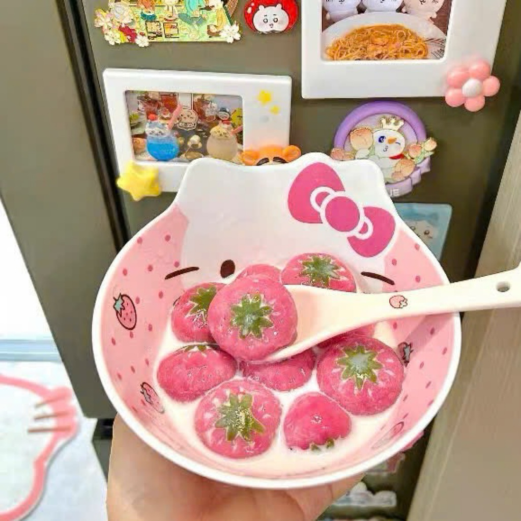 bát hello kitty kèm thìa dĩa – bộ bát ăn siêu dễ thương cho bé và tín đồ kitty