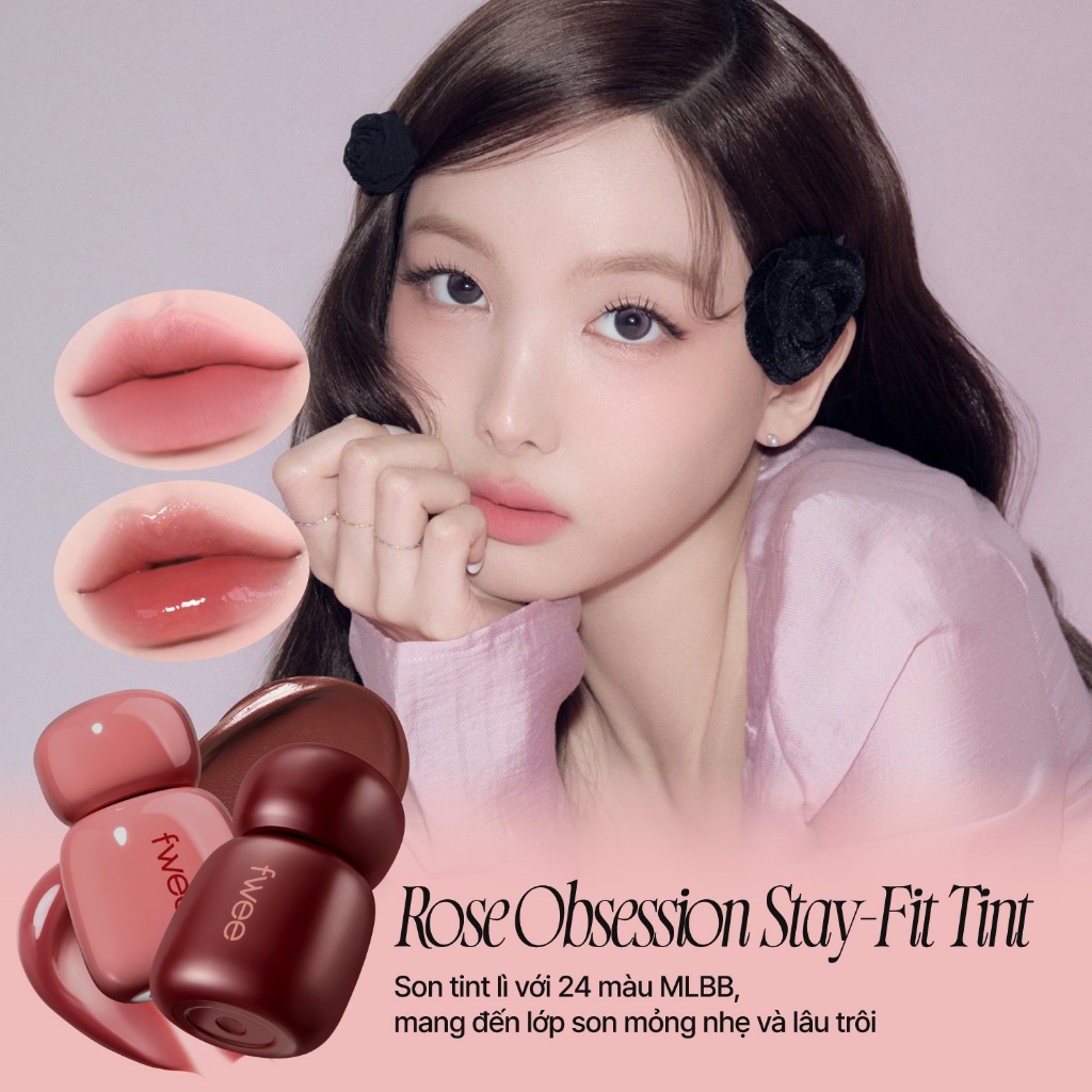 (NEW 6 Colors) fwee Rose Obsession Stay-fit Lip Tint (24 Màu)
