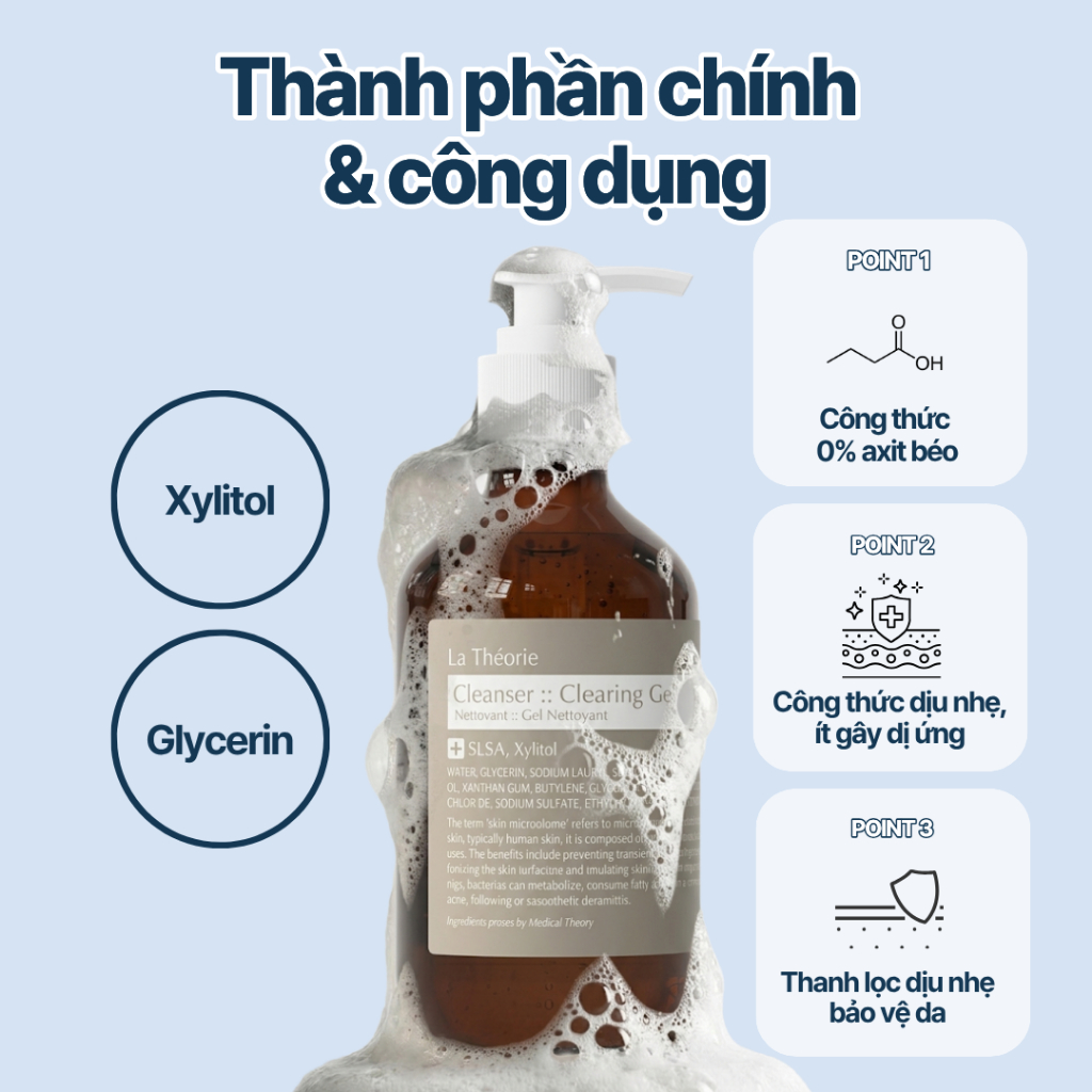 Gel Rửa Mặt La Théorie Clearing Gel 210ml | Làm Sạch Dịu Nhẹ & Phục Hồi Hàng Rào Da