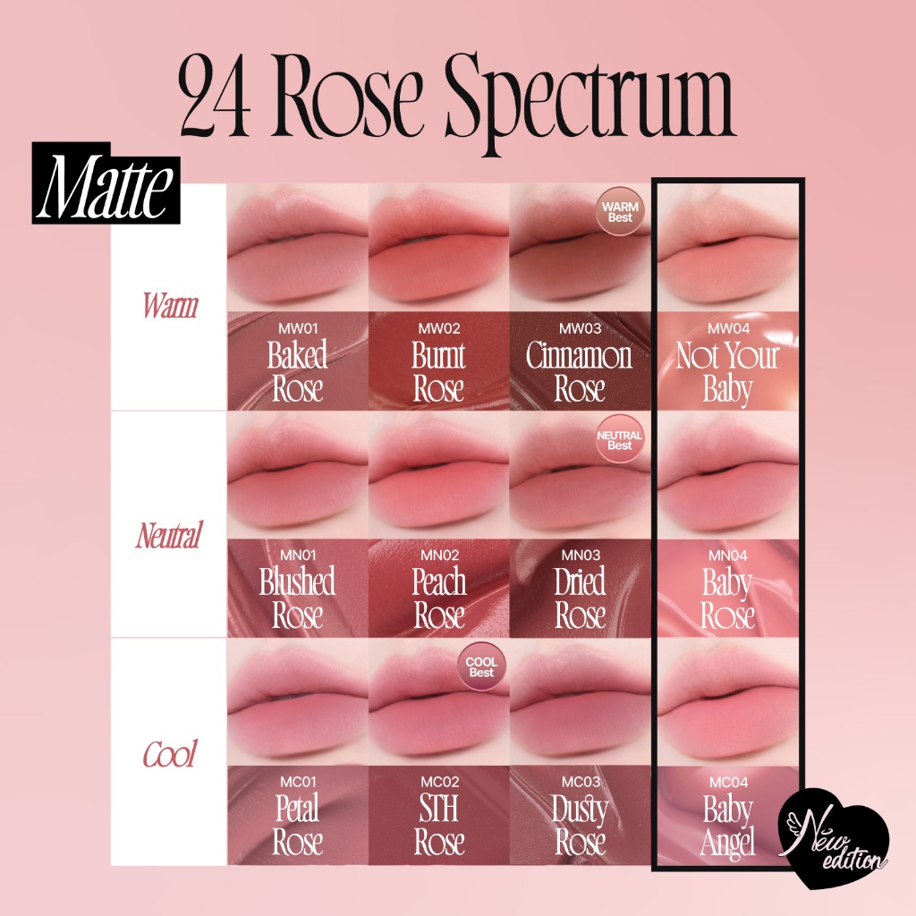 (NEW 6 Colors) fwee Rose Obsession Stay-fit Lip Tint (24 Màu)