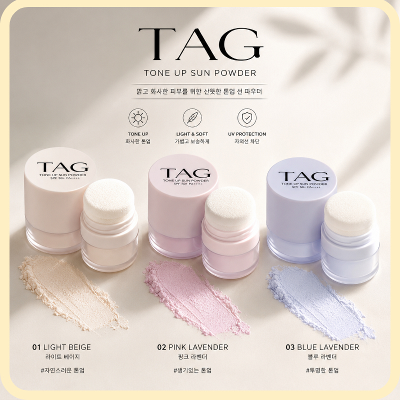 TAG Tone Up Skin Powder Brightening Finish Powder 01 Pale Light 02 Pink ...