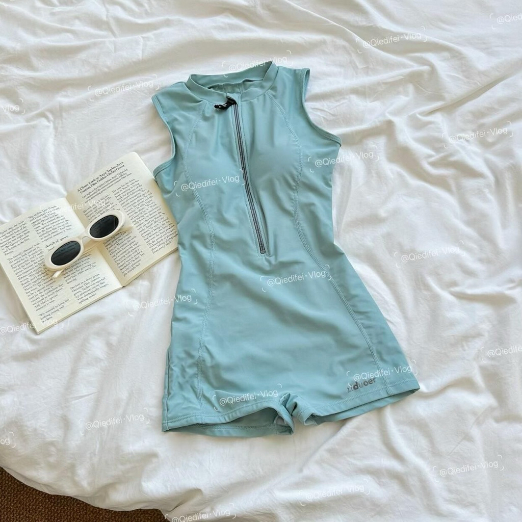 [loại 1] 𝓜𝓮𝓲𝓺𝓾𝓲𝔂𝓲 🥝Bodysuit đi bơi, tắm biển trơn xanh mint/đen có khoá kéo phong cách năng động cho nữ