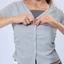 Áo thun ngắn tay nhiều lớp giả - Áo ngắn shirring mật độ cao vừa vặn