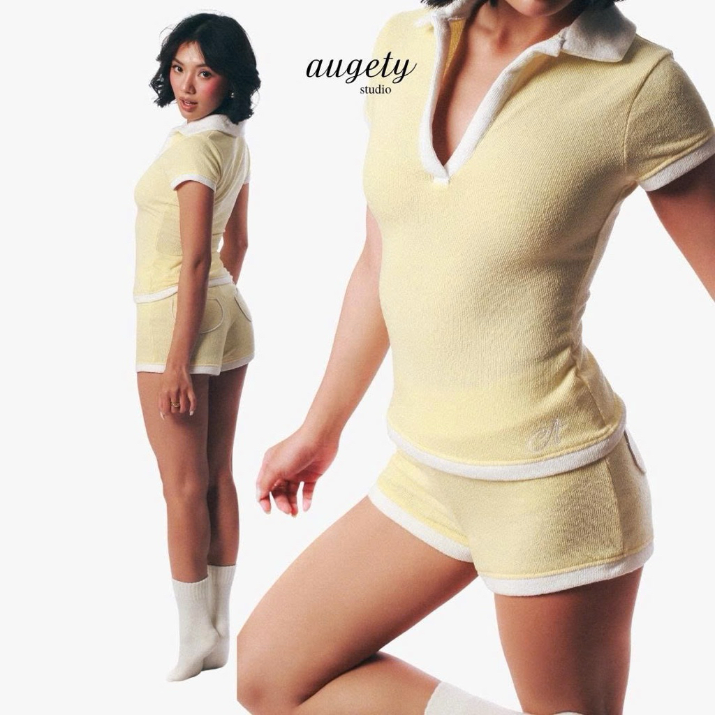 [MUA KÈM ÁO GIẢM 30K] Quần Short Lưng Thun Co Giãn Phối Viền Túi Thêu Logo Vải Terry Pile Augety Studio, BLAIRE SHORT