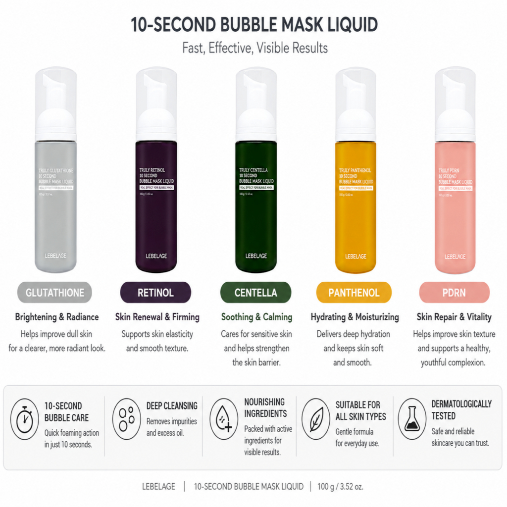 KOREA HOT [LEBELAGE] Mặt nạ bong bóng thực sự 10 giây 150g | Mực bong bóng PDRN | Glutathione Retinol Centella Panthenol | Chăm sóc làm sạch sâu & phát sáng