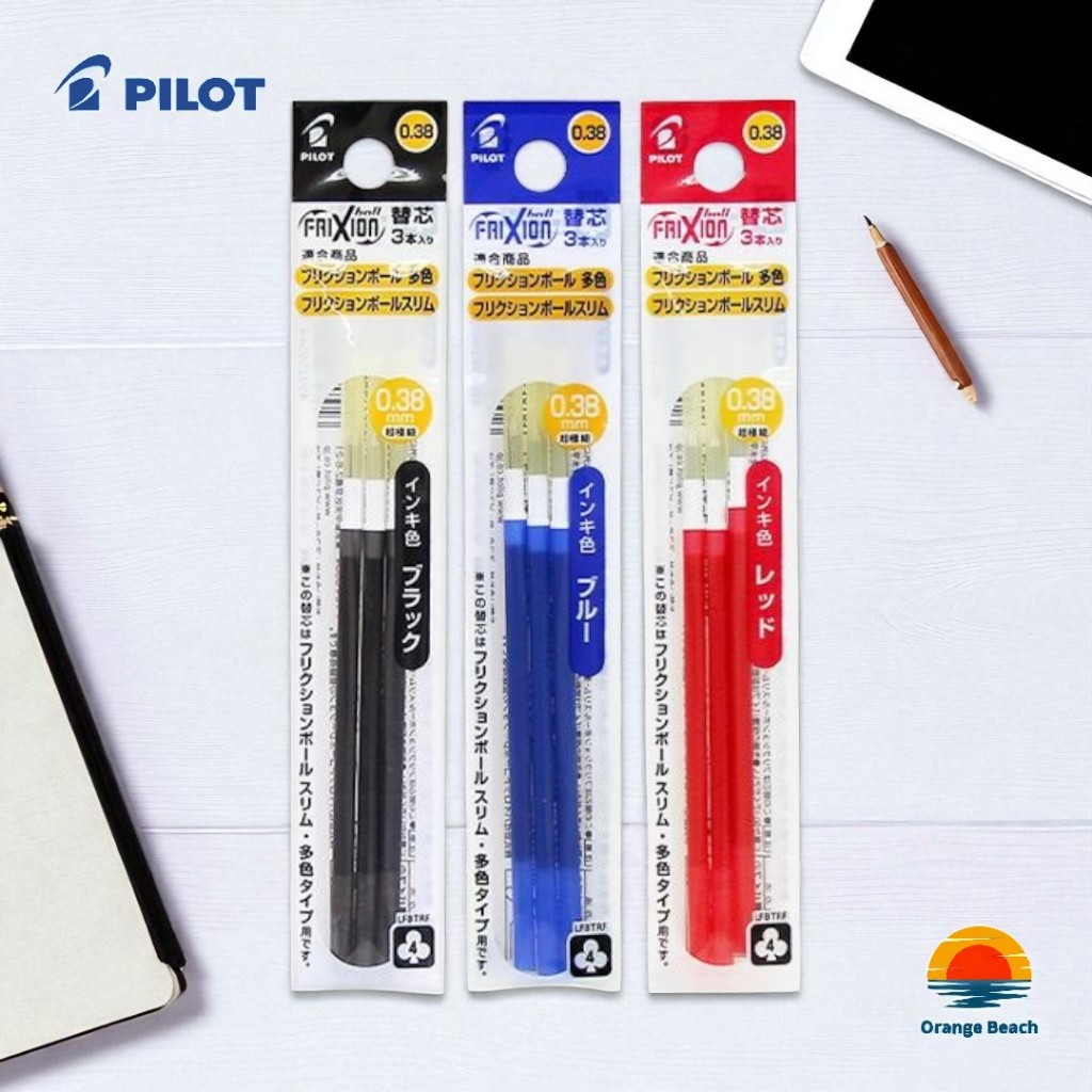 PILOT FriXion Ball Multi/Slim Ruot But Xoa Duoc/3 Cai/0.38 0.5mm/Den Do Xanh Mix/Nhat Ban