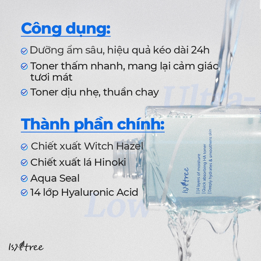 ISNTREE Toner Cấp Ẩm Siêu Phân Tử Hyaluronic Acid Toner 300ml