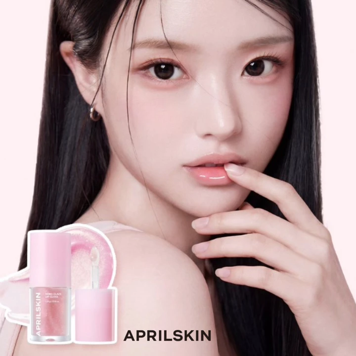 APRILSKIN Hero Glaze Lip Gloss Son Bóng Trong Suốt Nhũ Hồng Căng Mọng 3D Dưỡng Ẩm Collagen Hyaluronic Acid