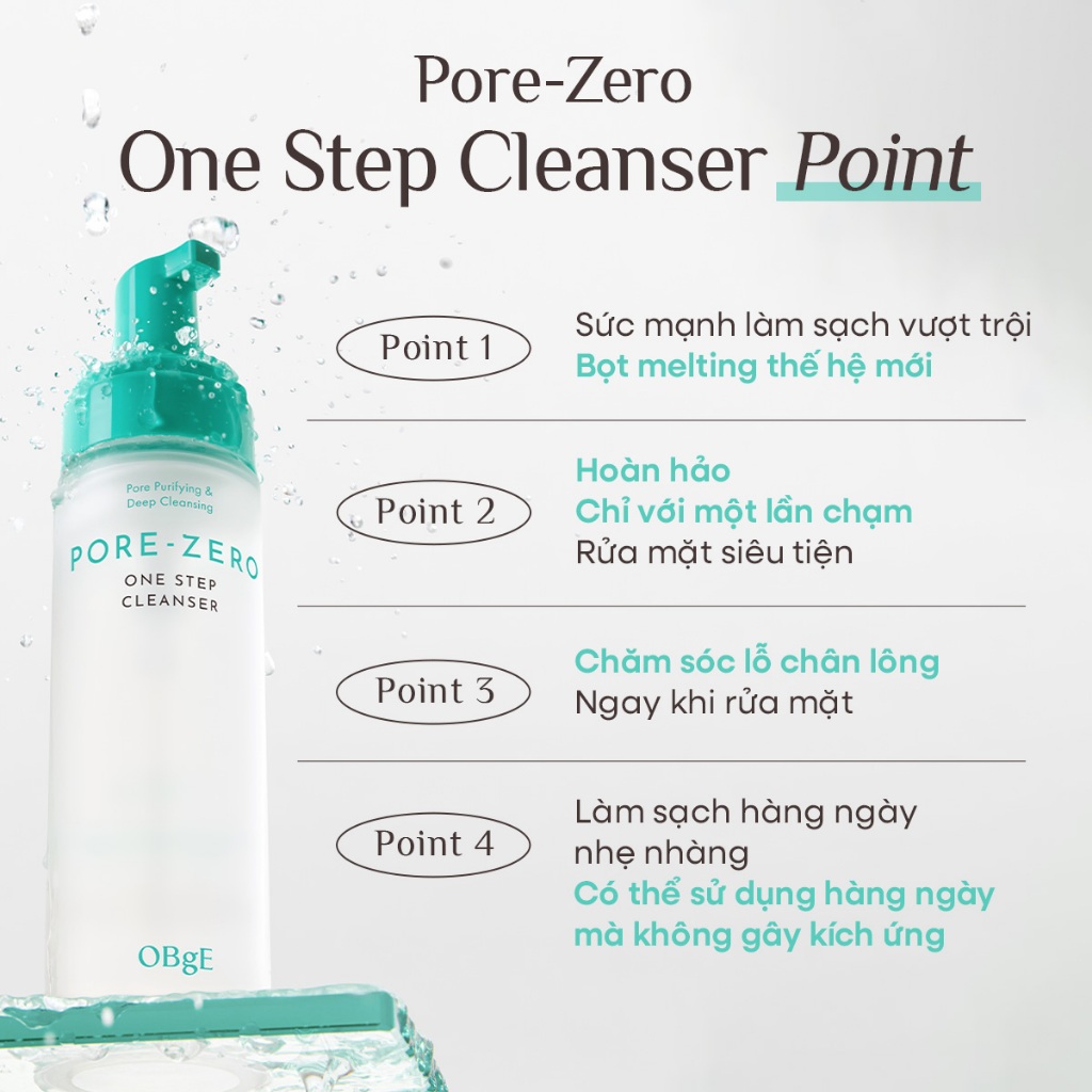 [OBgE Chính hãng] Sữa Rửa Mặt Tạo Bọt One Step Pore Zero OBgE 200ml | Làm Sạch Lỗ Chân Lông | Dễ Dàng Làm Sạch | Công Thức Dịu Nhẹ | Cân Bằng Dầu - Nước