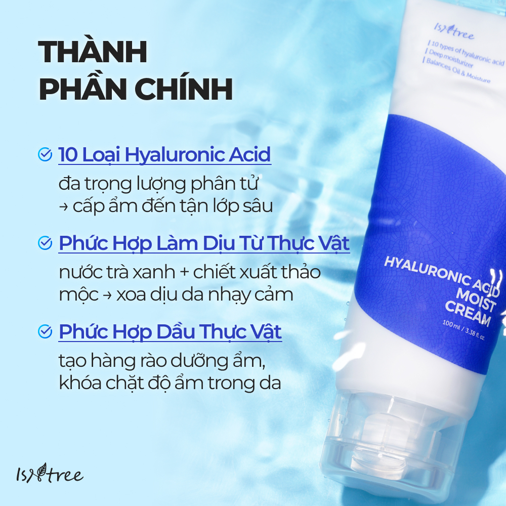 ISNTREE Kem Dưỡng Ẩm Chuyên Sâu Hyaluronic Acid Moist 100ml