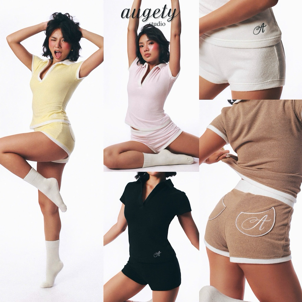 [MUA KÈM QUẦN GIẢM 30K] Áo Thun Cổ Polo Phối Viền Logo Vải Terry Pile Augety Studio, BLAIRE POLO TOP