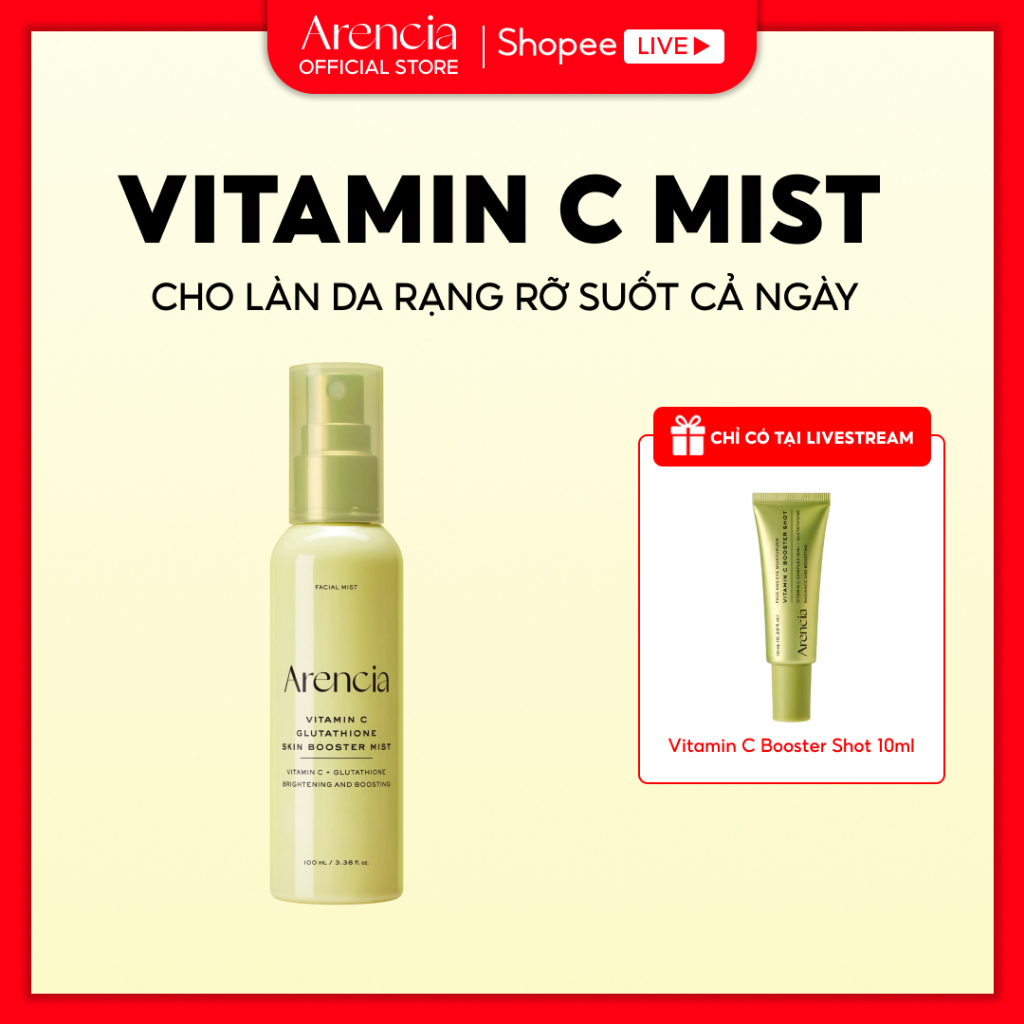 [Arencia X KOL] Vitamin C Glutathione Booster Shot Mist sáng da 100ml