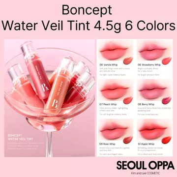 [Boncept] Khăn Lau Nước Tint 4.5g Son Tint Hàn Quốc Nước Nhẹ 6 Màu / Water Veil Tint 4.5g Korean Lip Lightweight Water 6 Colors /SeoulOppa