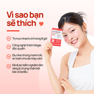 [Snow2plus] Miếng dán kim Magiê Hỗ trợ giảm mụn trứng cá / Loại bỏ mụn nhanh chóng / Da phục hồi 8 giờ (10 miếng dán)