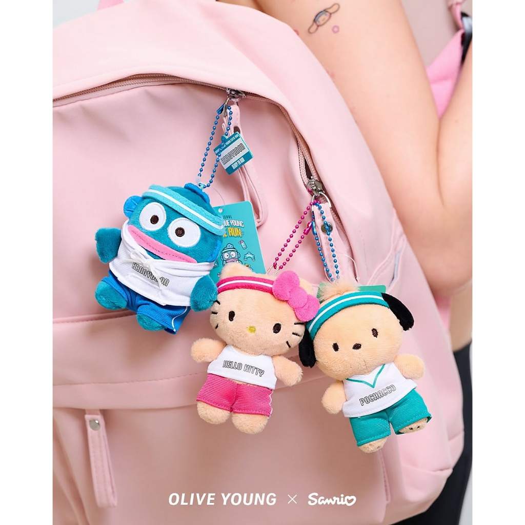 [Sanrio] Túi sang trọng Cutie Run Charm 10cm Sanrio Olive Young Exclusive kitty pompompurin pochacco Hangodon thuộc da sanrio