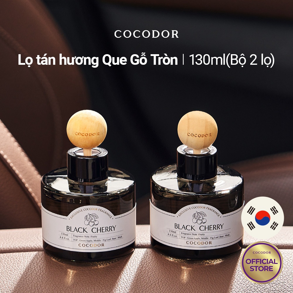 COCODOR Khuếch tán ô tô dạng bi gỗ lớn 130ml/ 2 que gỗ/ Nhiều Hương/ Que hương thơm Hàn Quốc/ mùi hương sang trọng