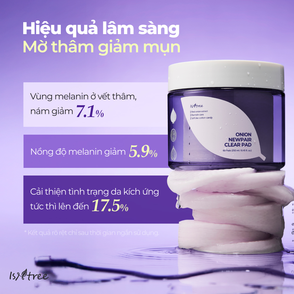 ISNTREE Toner Pad Hành Tím Clear Pad 250ml (60 miếng)