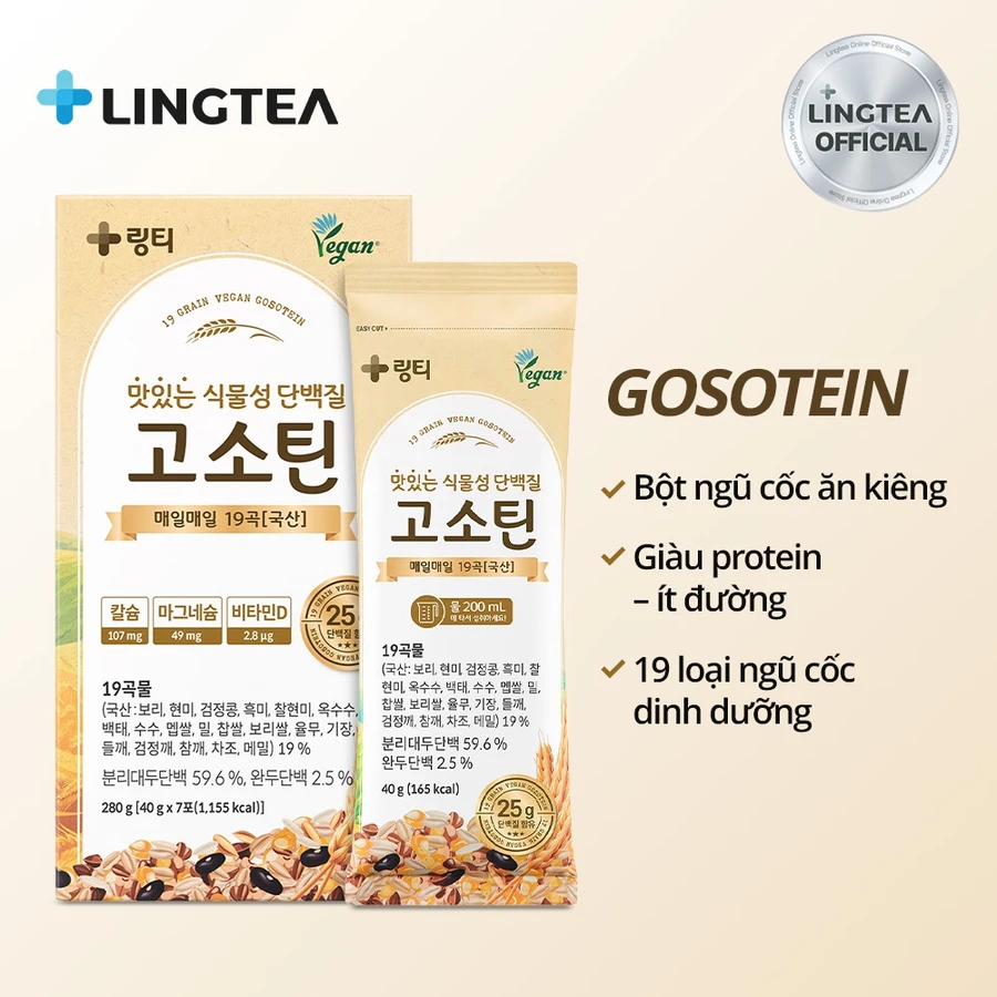 Thức Uống Protein Gosotein Hỗn Hợp Với Ngũ Cốc Dinh Dưỡng 1 Hộp (7 Gói)