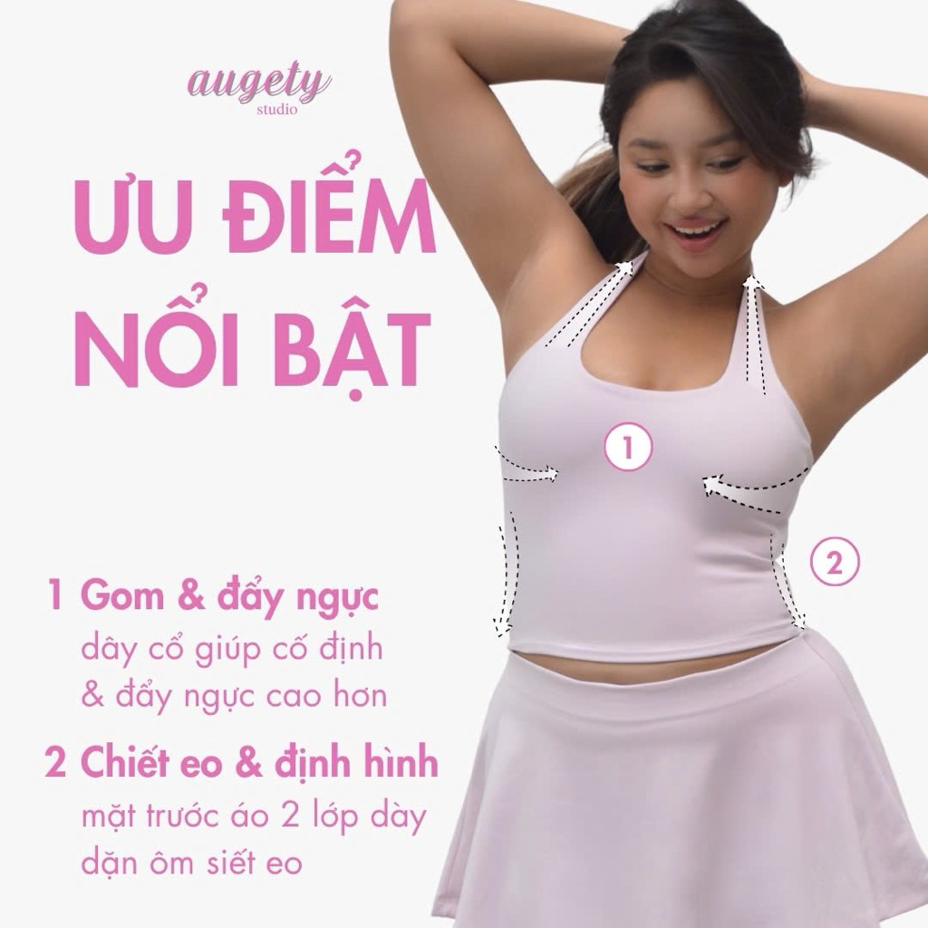 Áo Croptop Dây Choàng Cổ Kiểu Yếm Ôm Hở Lưng Augety Studio BELLE HALTER Top