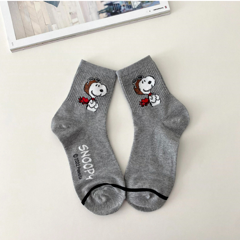 [SNOOPY] Tất Snoopy phi công màu xám