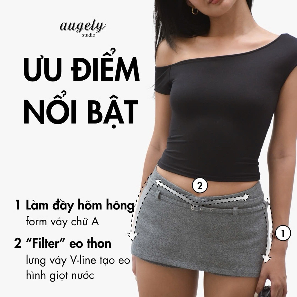 Váy Quần Ngắn Cạp Trễ Có Thắt Lưng Augety Studio, KENDIE Skirt