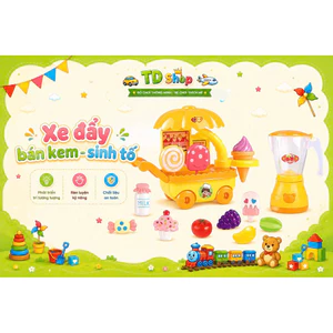 Bộ Đồ Chơi Làm Kem Trái Cây Cho Bé Có Máy Xay Sinh Tố Xe Đẩy Bán Hàng Đồ Chơi Nhà Bếp Cho Bé 3+