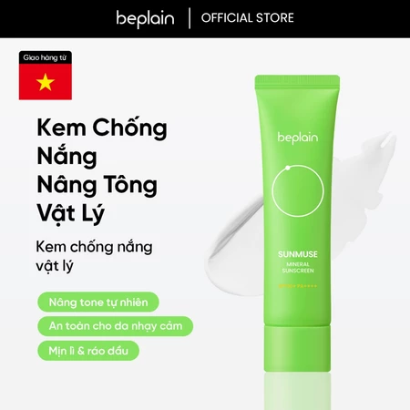 Kem chống nắng BEPLAIN Sunmuse Mineral vật lý nâng tone nhẹ nhàng SPF 50+ PA++++ 50ml