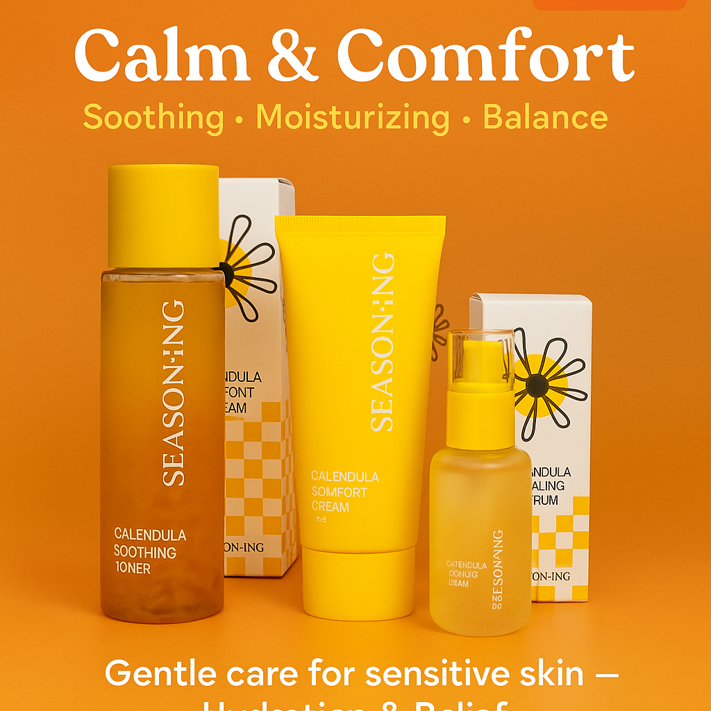 Calendula Skincare Set | SEASON:ING Bộ Dưỡng Da Hoa Cúc | Toner Serum Kem K-Beauty Gift Set