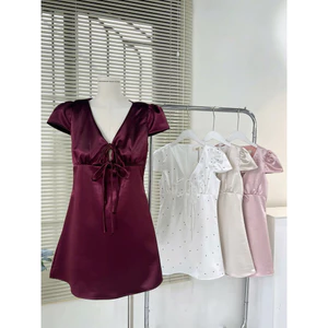 🌷 ZOAN DRESS - ĐẦM LỤA BÓNG PHỐI NƠ NGỰC TÔN DÁNG TIỂU THƯ 🌷