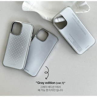 [Booming] Chủ đề màu xám - Ốp điện thoại Ốp lưng Epoxy màu bạc tương thích cho iPhone 17 16 15 14 Pro Max Plus Họa tiết chấm sọc Y2K dễ thương Vỏ TPU chống sốc từ tính