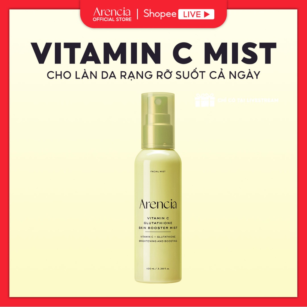 [Arencia X KOL] Vitamin C Glutathione Booster Shot Mist sáng da 100ml