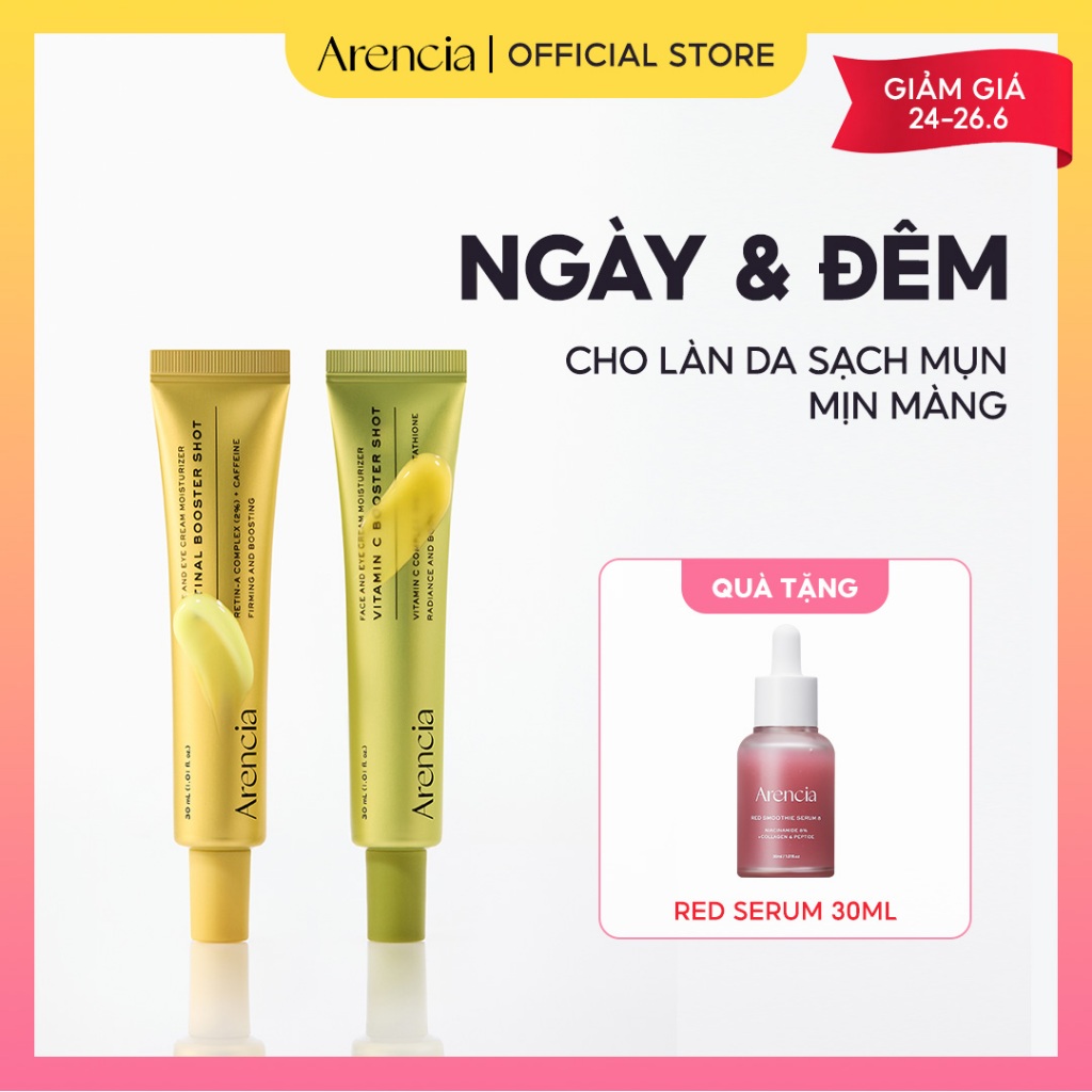 [Arencia] Vitamin C Booster shot Serum sáng da 30ml + Retinal Booster Shot serum 30ml