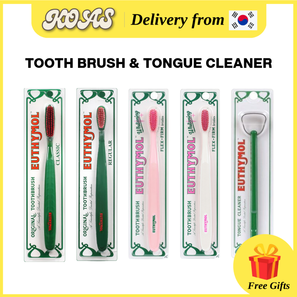 [Euthymol] Bàn chải đánh răng Euthymol 3 loại & Chất tẩy rửa lưỡi / Cổ điển, thông thường, làm trắng da