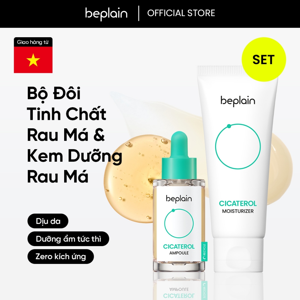 Set BEPLAIN Best-Seller Ampoule Cicaterol 30ml & Kem dưỡng Cicaterol 60ml Phục Hồi Nhân Đôi 2X