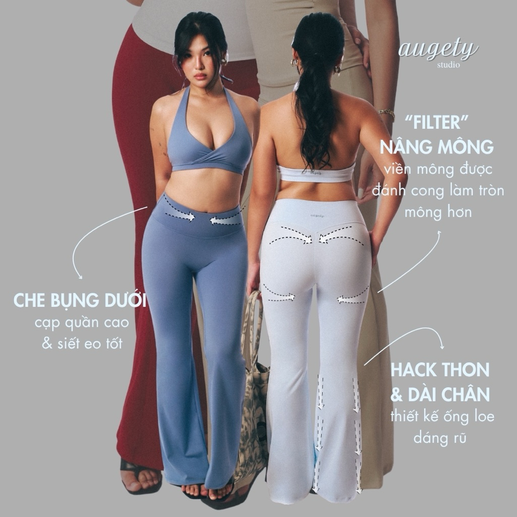 Quần Legging Ống Loe Cạp Cao Nâng Mông Chiết Eo Augety Studio, AERÉ Basic Flared Leggings