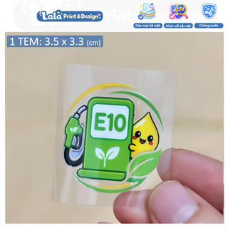 Tem Dán UV DTF logo E10 Sinh Học dễ thương Dán Xe Ô tô, Dán Xe Máy | Dán xe điện | Dán Vali | Dán Laptop chống nước