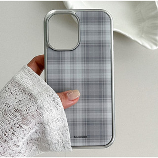 [Booming] Chủ đề màu xám - Ốp điện thoại Ốp lưng Epoxy màu bạc tương thích cho iPhone 17 16 15 14 Pro Max Plus Họa tiết chấm sọc Y2K dễ thương Vỏ TPU chống sốc từ tính