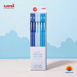 Mitsubishi Pencil uni Palette 12pcs/Bút Chì Gỗ 6 Cạnh/Màu Pastel Blue/Made in Japan/Học Sinh