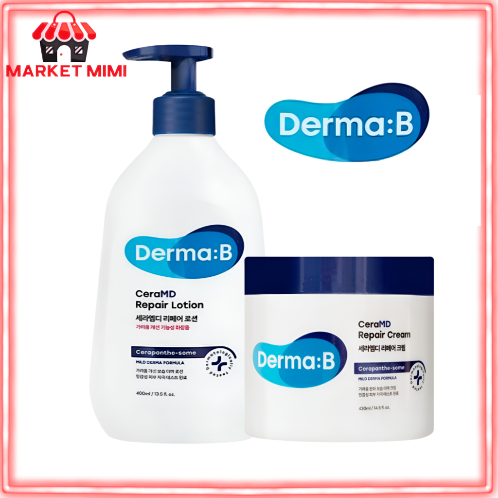 Derma: Kem & Kem dưỡng da phục hồi CeraMD B | Chăm sóc rào cản độ ẩm sâu | Ceramide, Panthenol & Bơ hạt mỡ | Kem dưỡng ẩm hàng ngày cho da nhạy cảm | Sản xuất tại Hàn Quốc